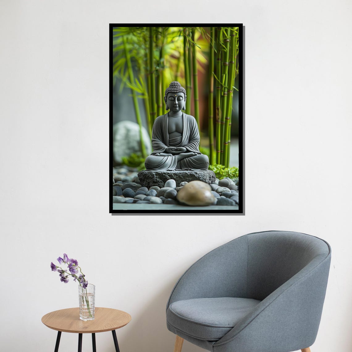 Buddha Statue Meditating In Bamboo Garden Zen Wall Art Poster - Image 5