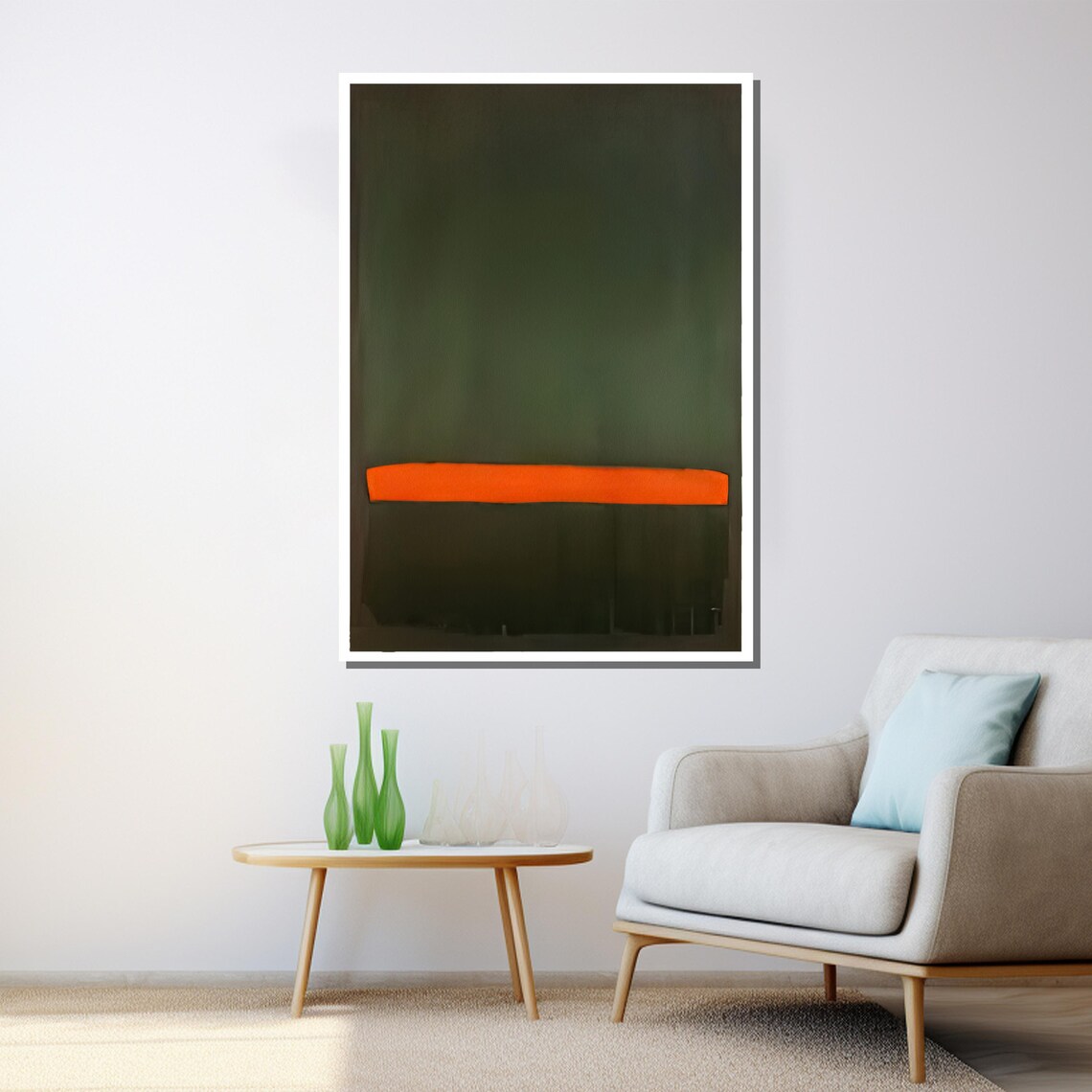 Mark Rothko Painting Green And Orange Abstract Artwork Modern Art Gift For Wall Decor - Image 3
