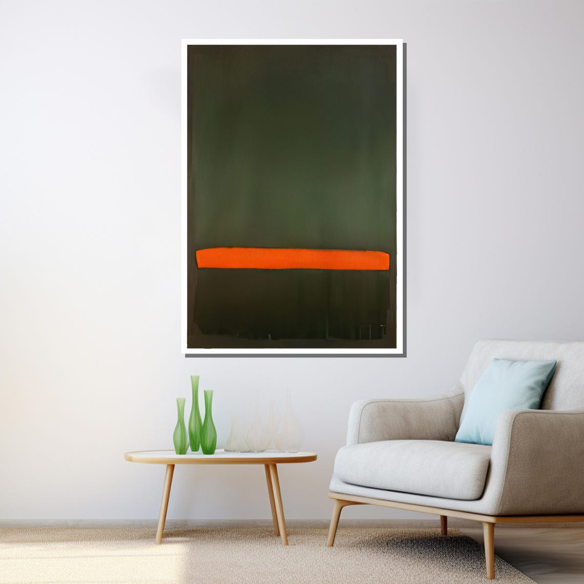 Mark Rothko Style Green And Orange Color Field Abstract Art Poster - Image 3