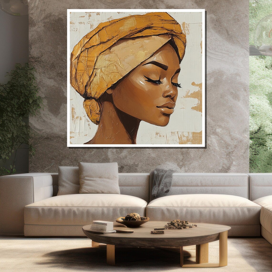 Abstract African Woman Painting Minimalist Afrocentric Wall Art Elegant Gift For Home Decor - Image 3