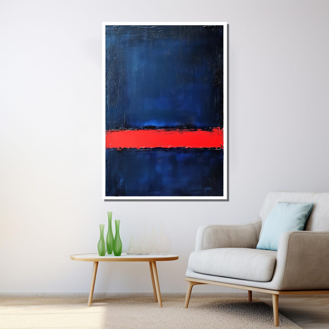 Mark Rothko Dark Red Blue Textured Expressionist Abstract Print - Image 3