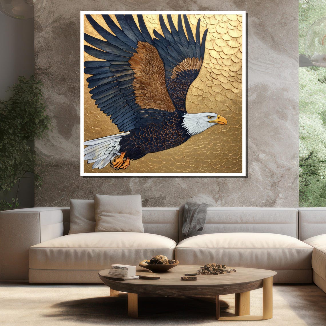 Bald Eagle Golden Soaring Majestic Flying Bird Of Prey Wall Art - Image 3