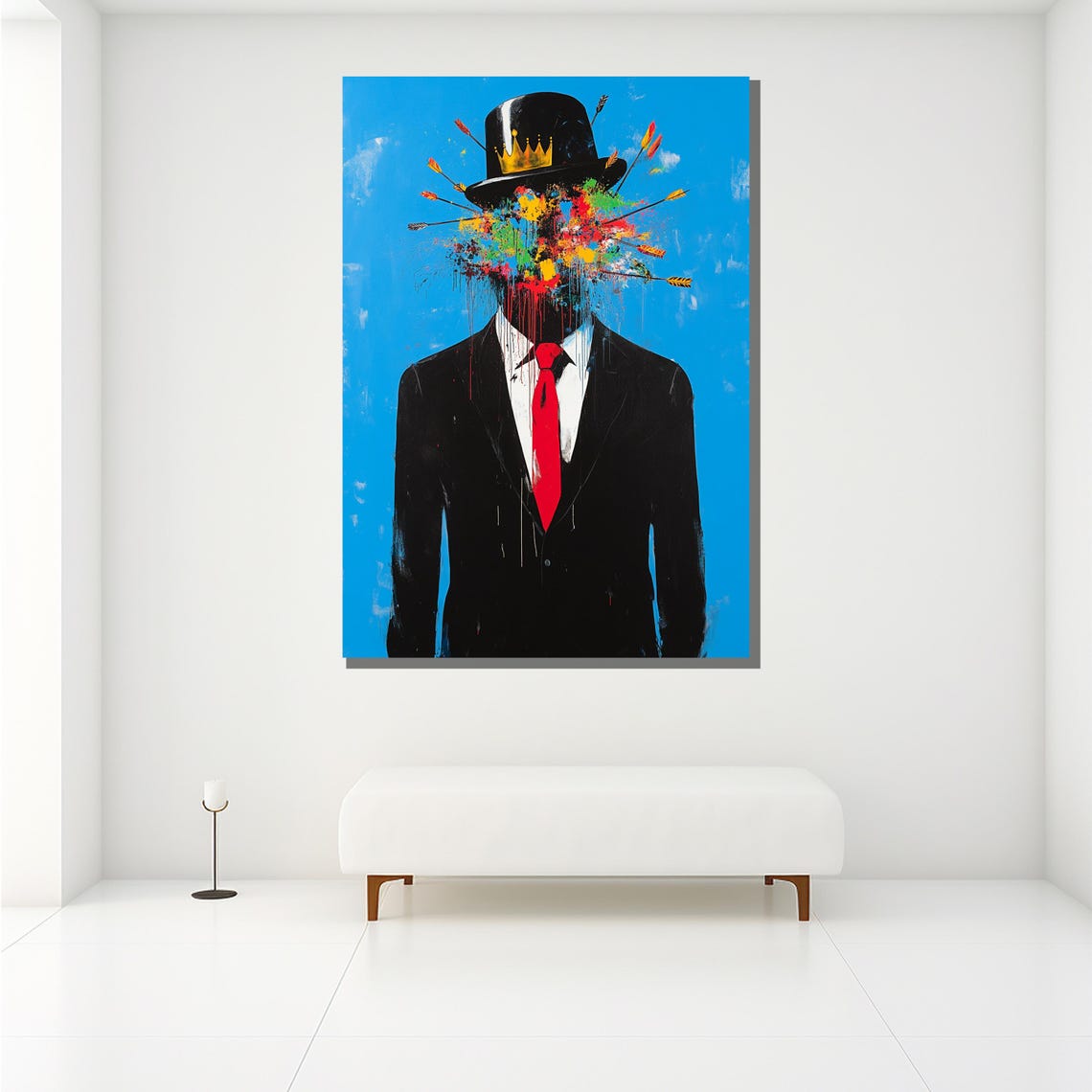 Crown Top Hat Paint Splatter Man Arrows Bold Surreal Wall Art Poster - Image 2