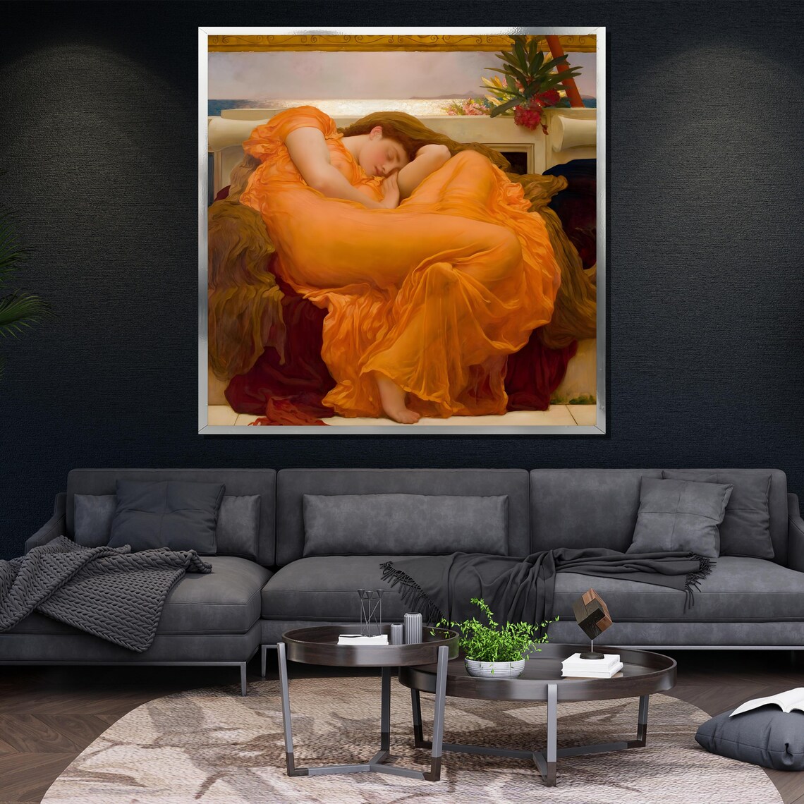 Frederic Leighton Flaming June Sleeping Woman Classic Art Print - Image 4