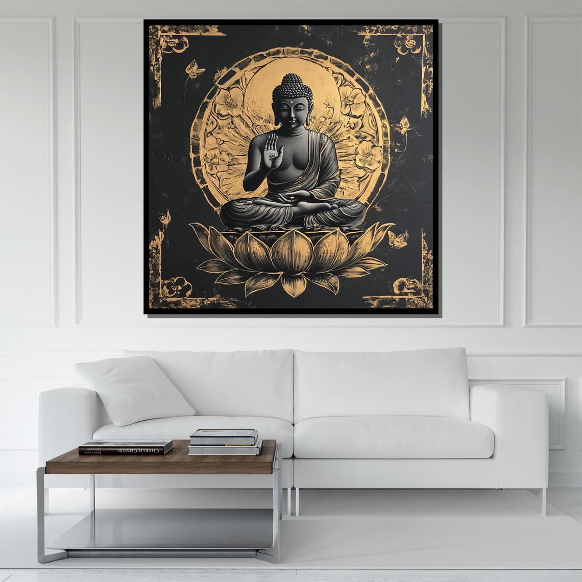 Luxury Black Gold Buddha Lotus Halo Ornate Spiritual Zen Meditation Poster - Image 5