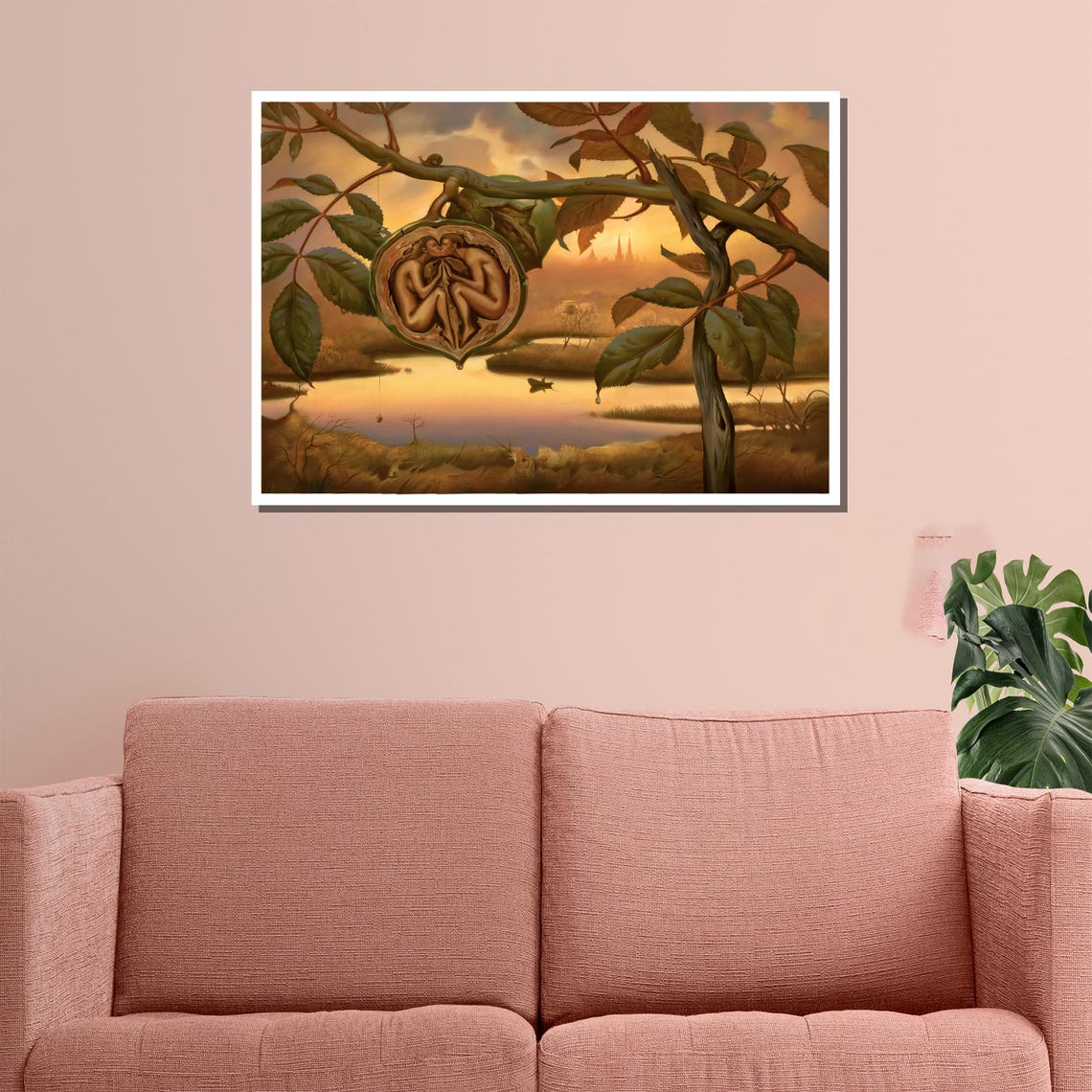 Morteza Katouzian The Lovers Walnut Shell Embrace Sunset Art Poster - Image 3