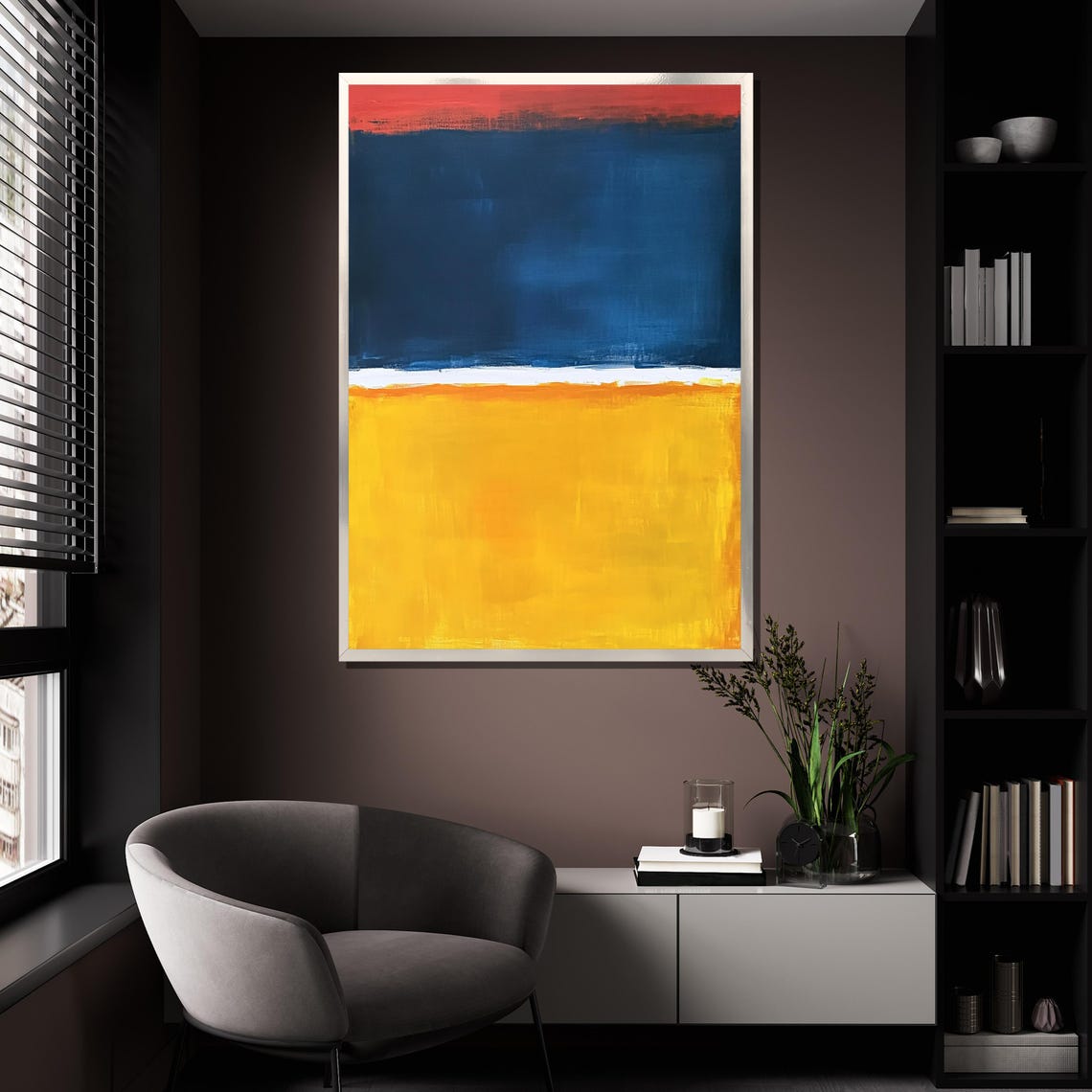 Mark Rothko Blue Yellow Red Striped Color Field Abstract Print - Image 4