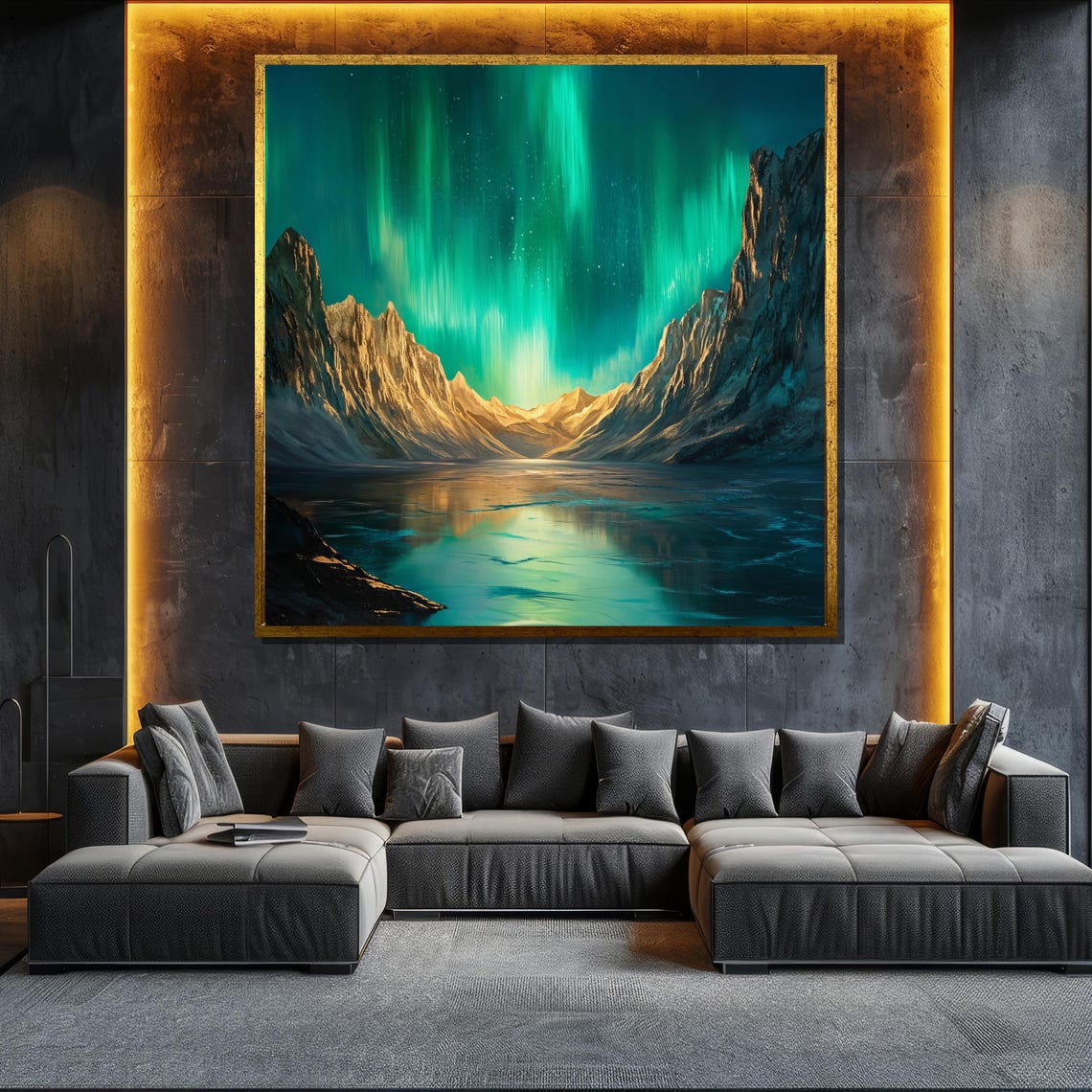 Aurora Borealis Northern Lights Mountain Lake Reflection Night Poster