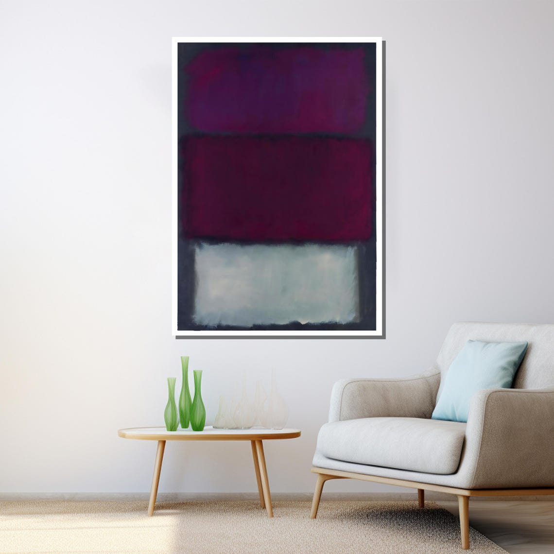 Mark Rothko Style Layered Purple Magenta And White Abstract Poster - Image 3