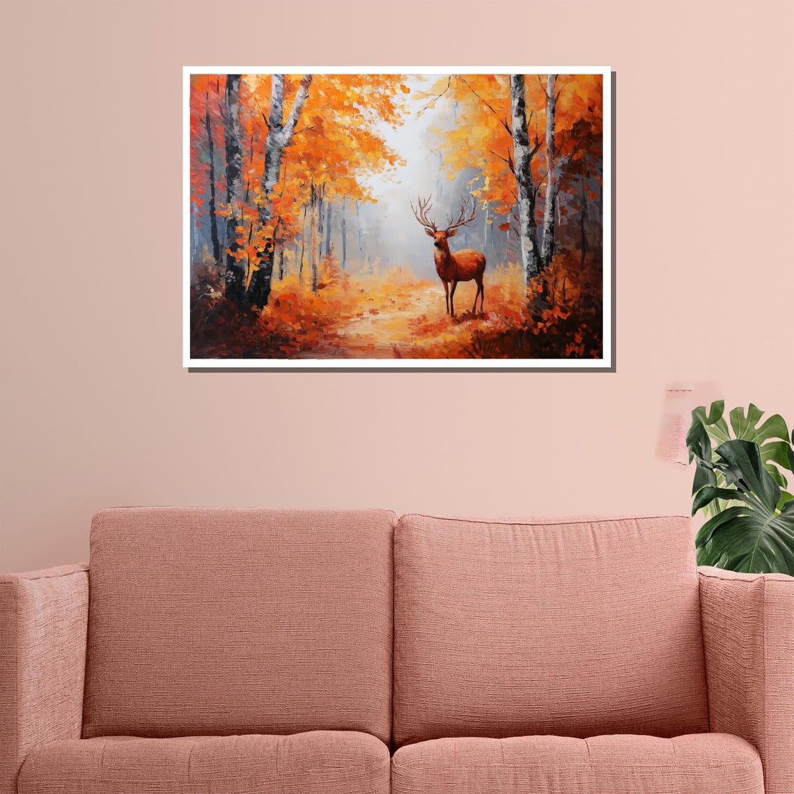 Deer In Autumn Forest With Orange Foliage Wildlife Nature Art Poster - Image 3