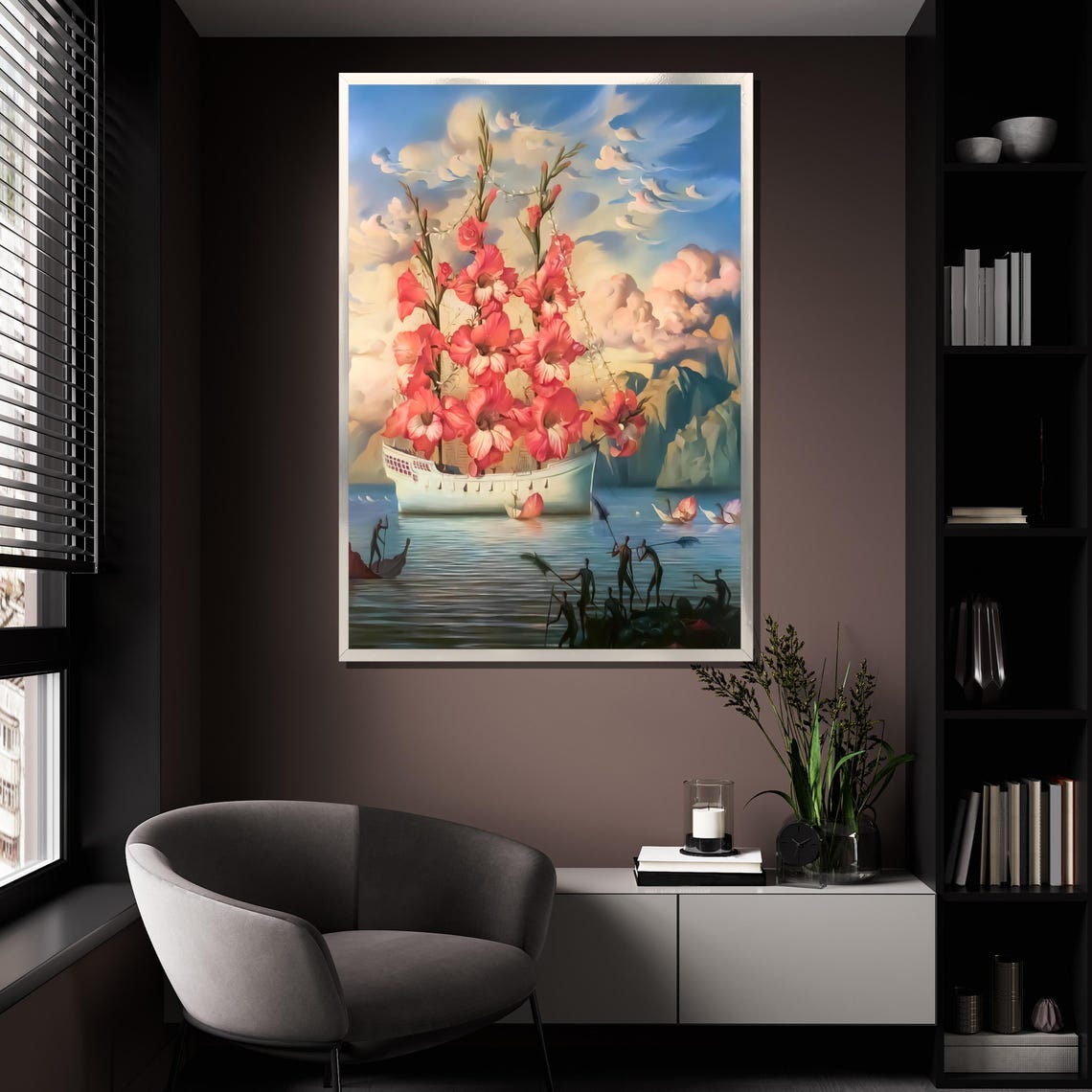 Surreal Dreamlike Pink Flower Ship Fantasy Surrealist Art Print - Image 4