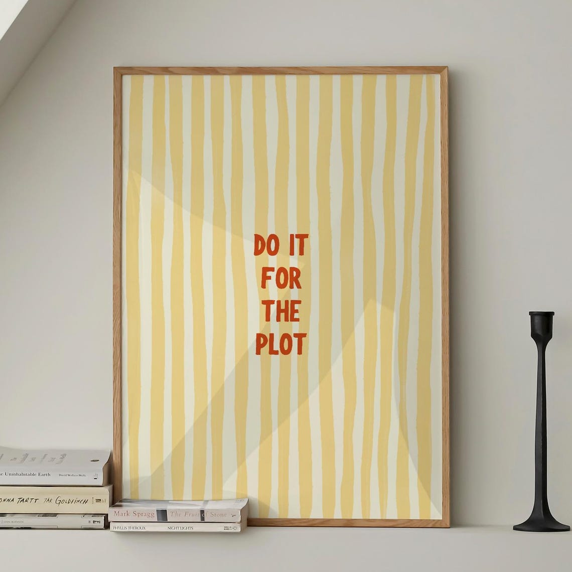 Do It For The Plot Red Motivational Quote Yellow Stripe Poster
