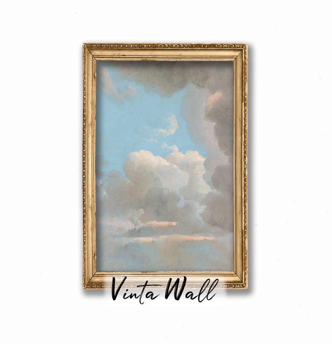 Towering Cumulus Clouds Vintage Sky Study Painting Art Print - Image 3