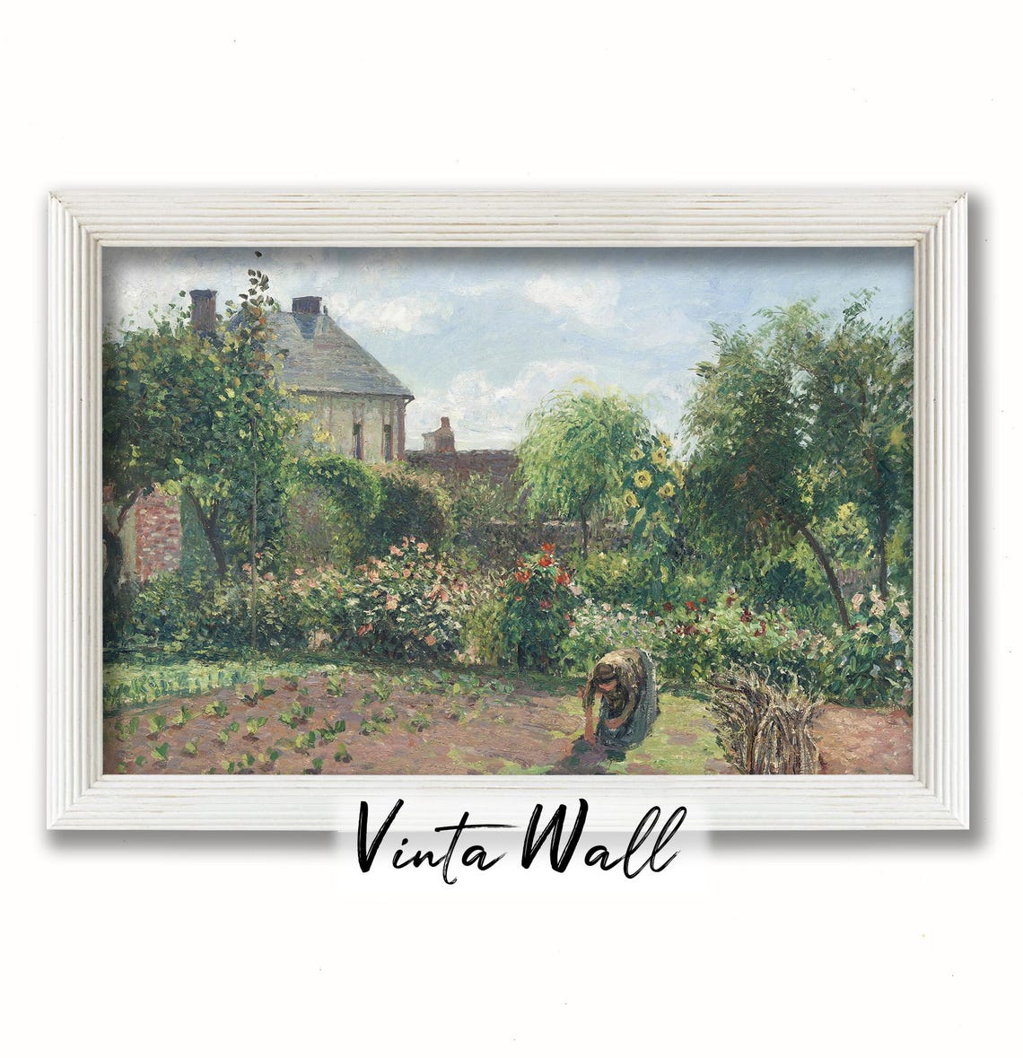 Cottage Print Woman Oil Painting Farmhouse Country European Muted Colours Vintage Landscape Art Spring Warm Home Wall Decor - Image 2