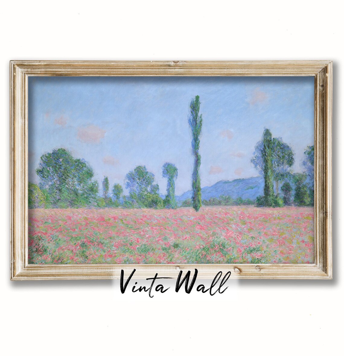 Poppy Field Poplar Trees Impressionist Bloom Meadow Scene Poster