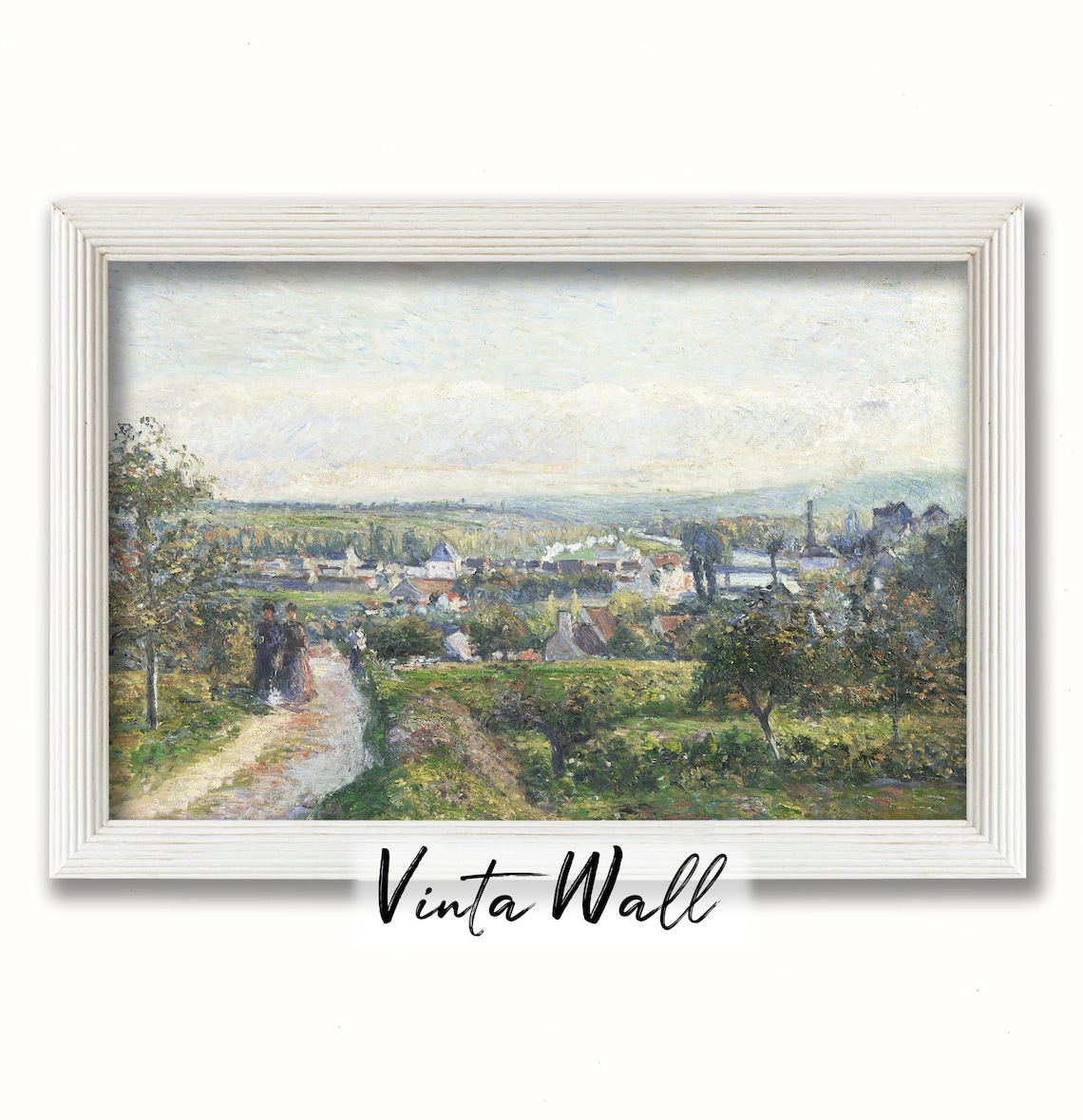 Impressionist French Village Hillside View Vintage Landscape Poster - Image 3