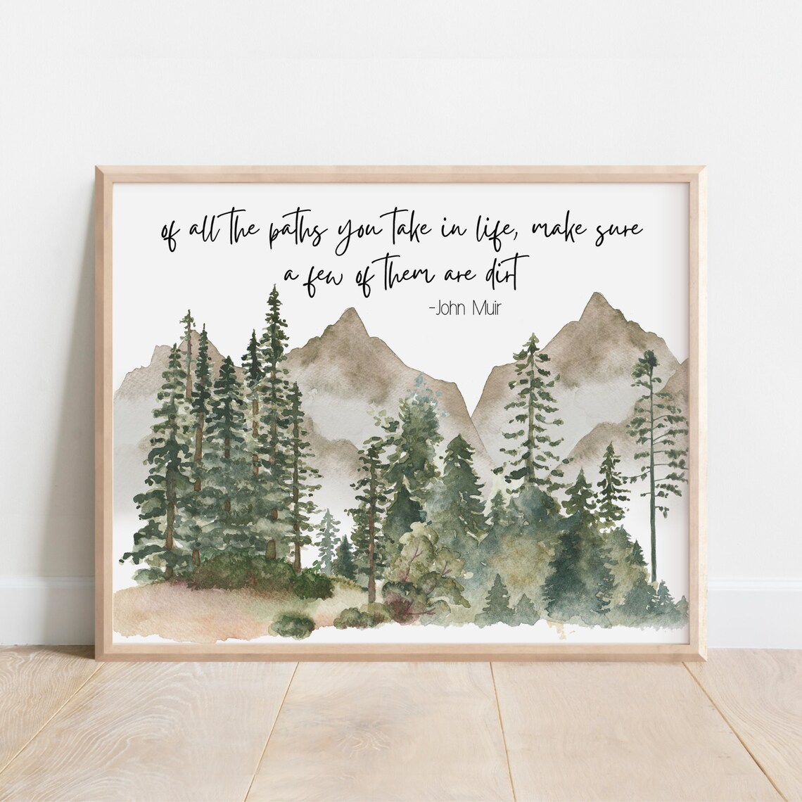 John Muir Quote Watercolor Wilderness Nature Decor