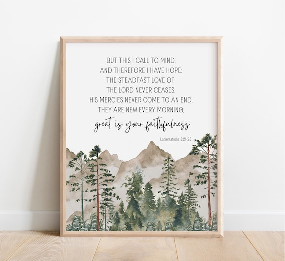 Lamentations 3 21 23 Great Is Your Faithfulness Scripture Poster