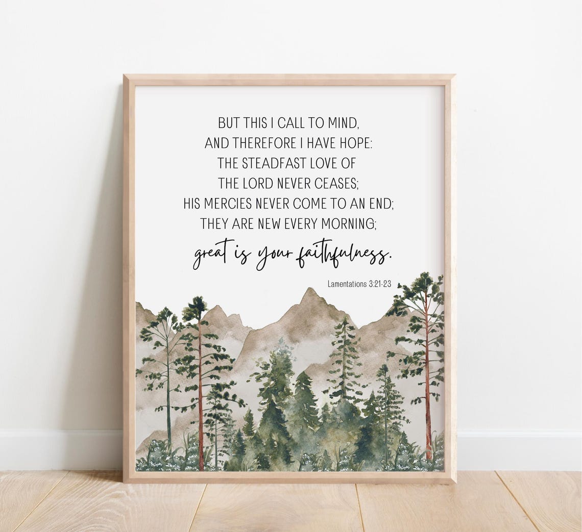 Lamentations 3 21 23 Great Is Your Faithfulness Scripture Poster
