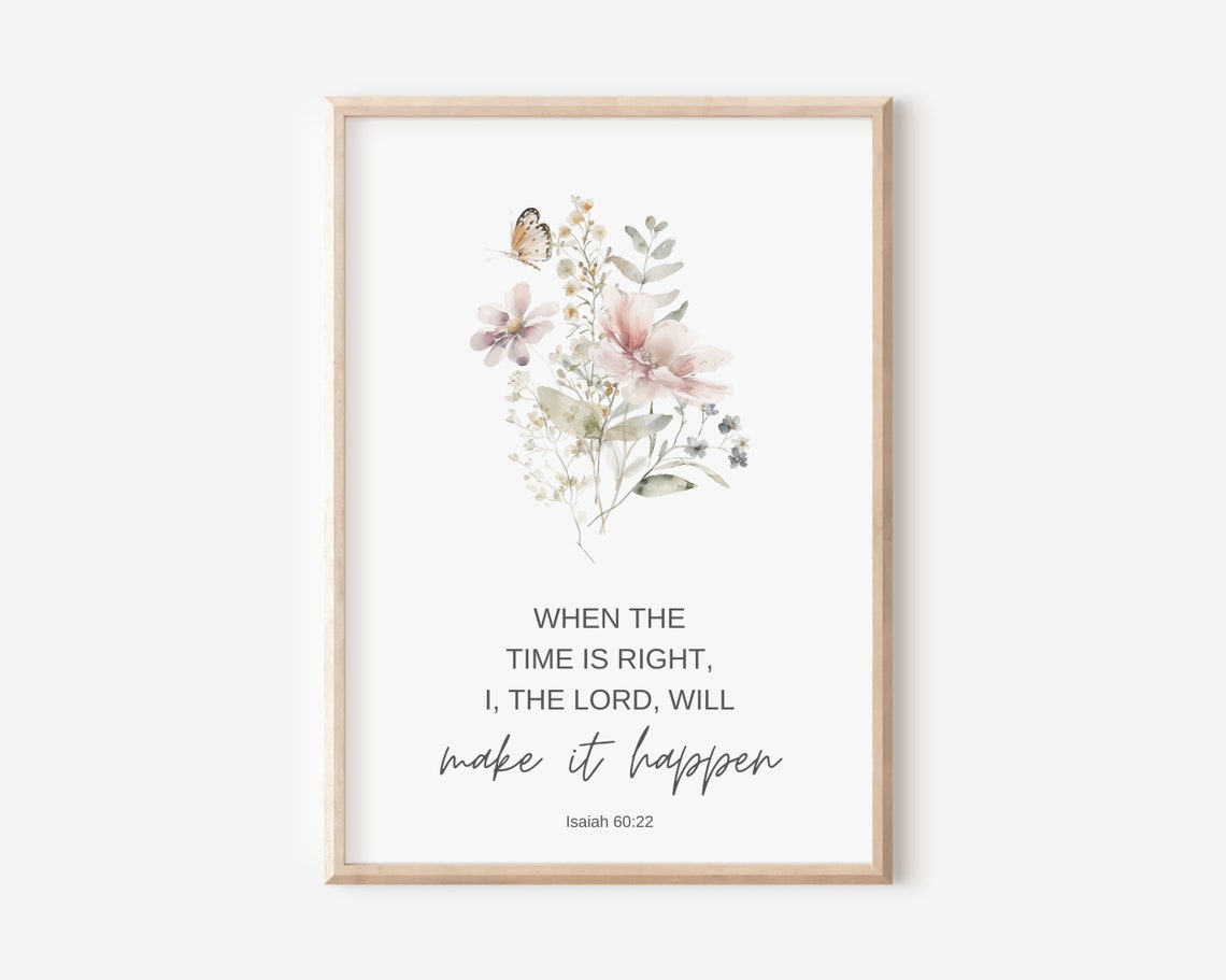 Isaiah 6022 Watercolor Wildflower Scripture Verse Faith Wall Art