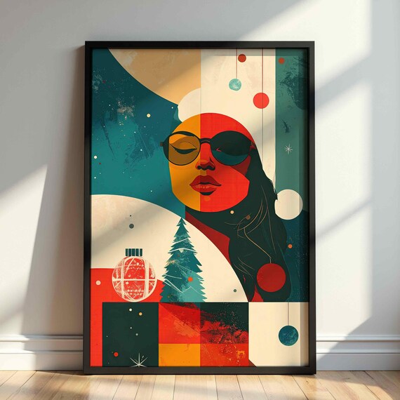Geometric Woman Sunglasses Christmas Ornaments Bold Art Poster