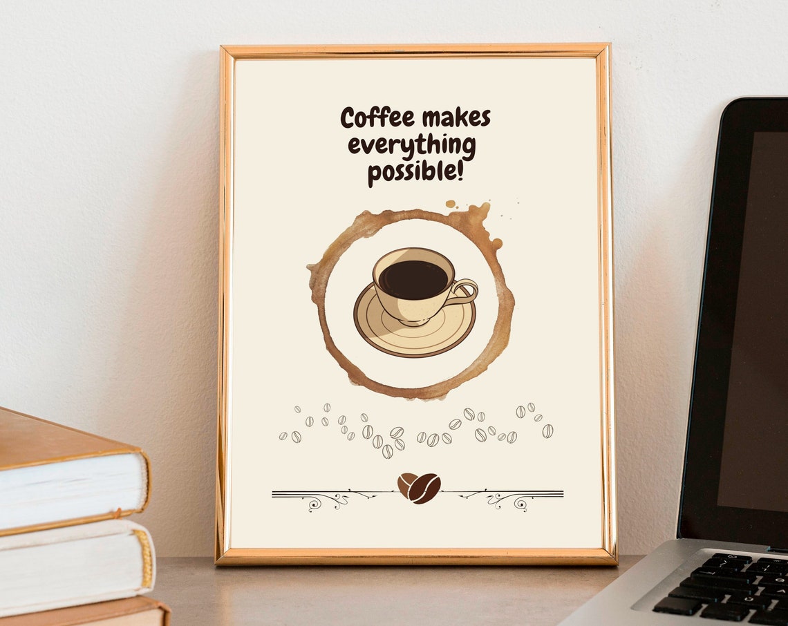 Coffee Quote Art Print Abstract Kitchen Poster