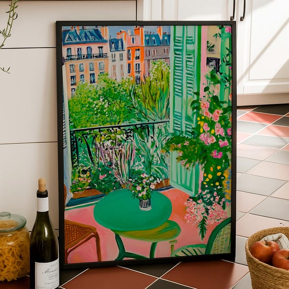 Garden Open Window Matisse Print French Fauvism Oil Painting Modern Maximalist Exhibition Bedroom Art Abstract Green Home Decor