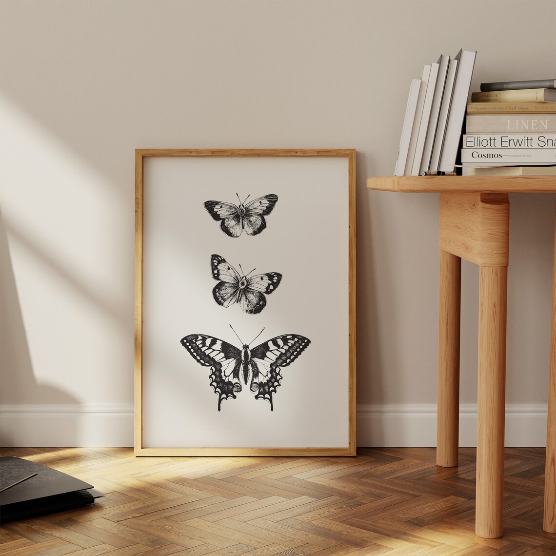 Black and White Butterfly Sketches Vintage Entomology Art Poster - Image 2