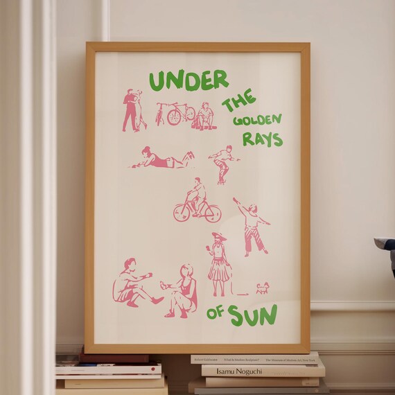 Pink And Green Poster Exhibition Wall Art Art Pink Green Kitchen Decor Retro Art Poster Cute Trendy Wall Art