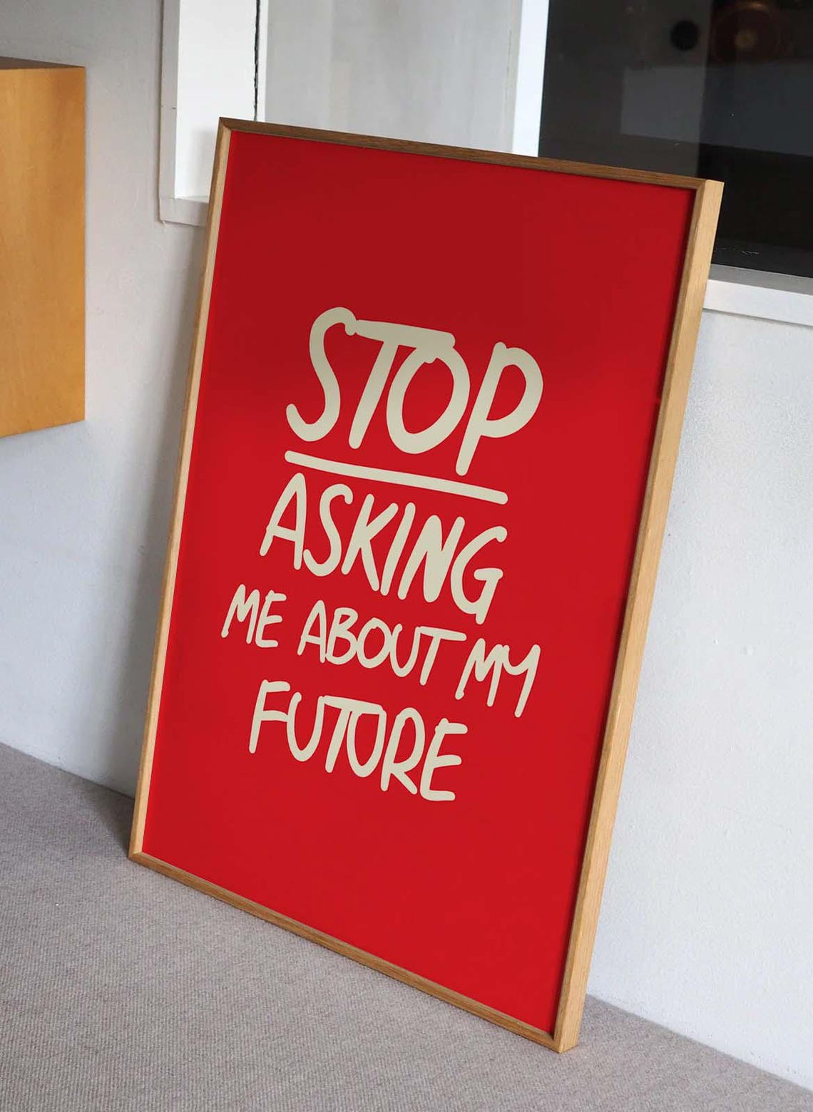 Red Typography Print Stop Asking About My Future Red Poster Funny Red Wall Art Hand Drawn Sketch Sassy Poster For Dorm Room - Image 3