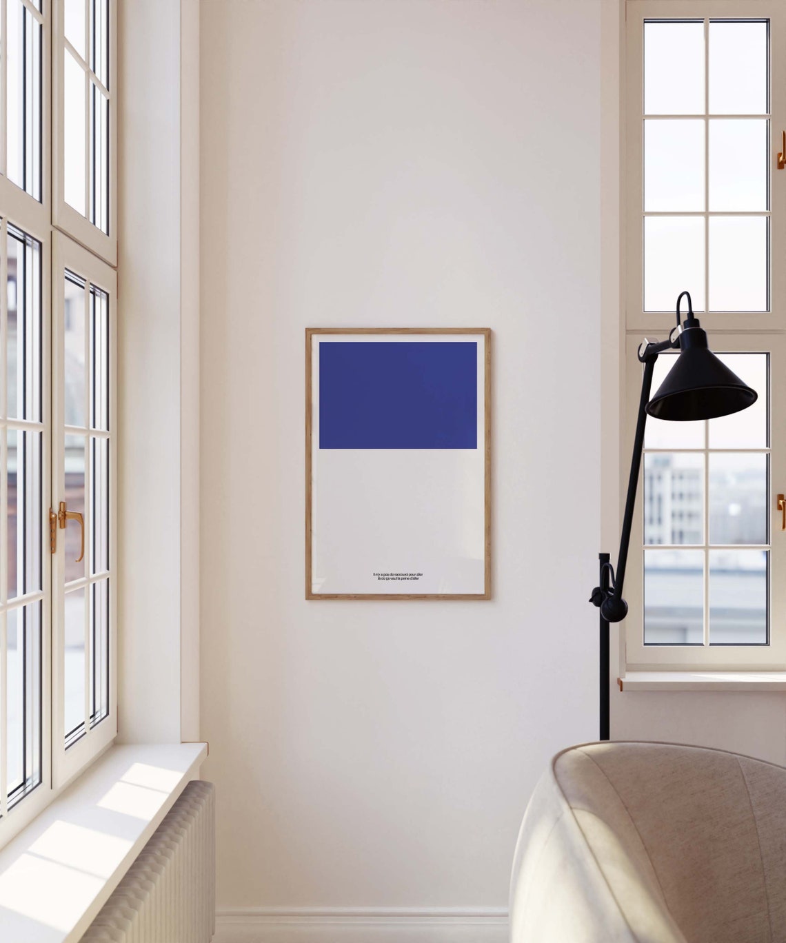 French Quote No Shortcut Royal Blue Minimalist Color Block Art Poster - Image 3