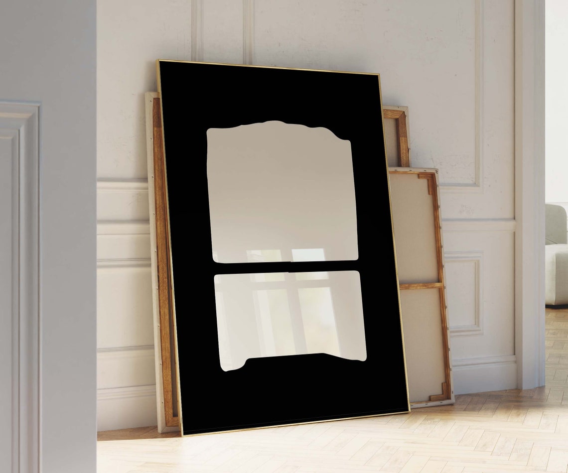 Black and White Minimal Arch Shapes Mid Century Abstract Poster