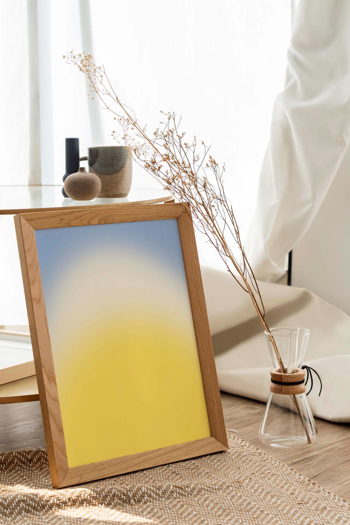 Blue Yellow Poster Aura Gradient Wall Art Yellow Blue Aura Prints Aura Soft Gradient Soft Girl Aesthetic Pastel Art - Image 2