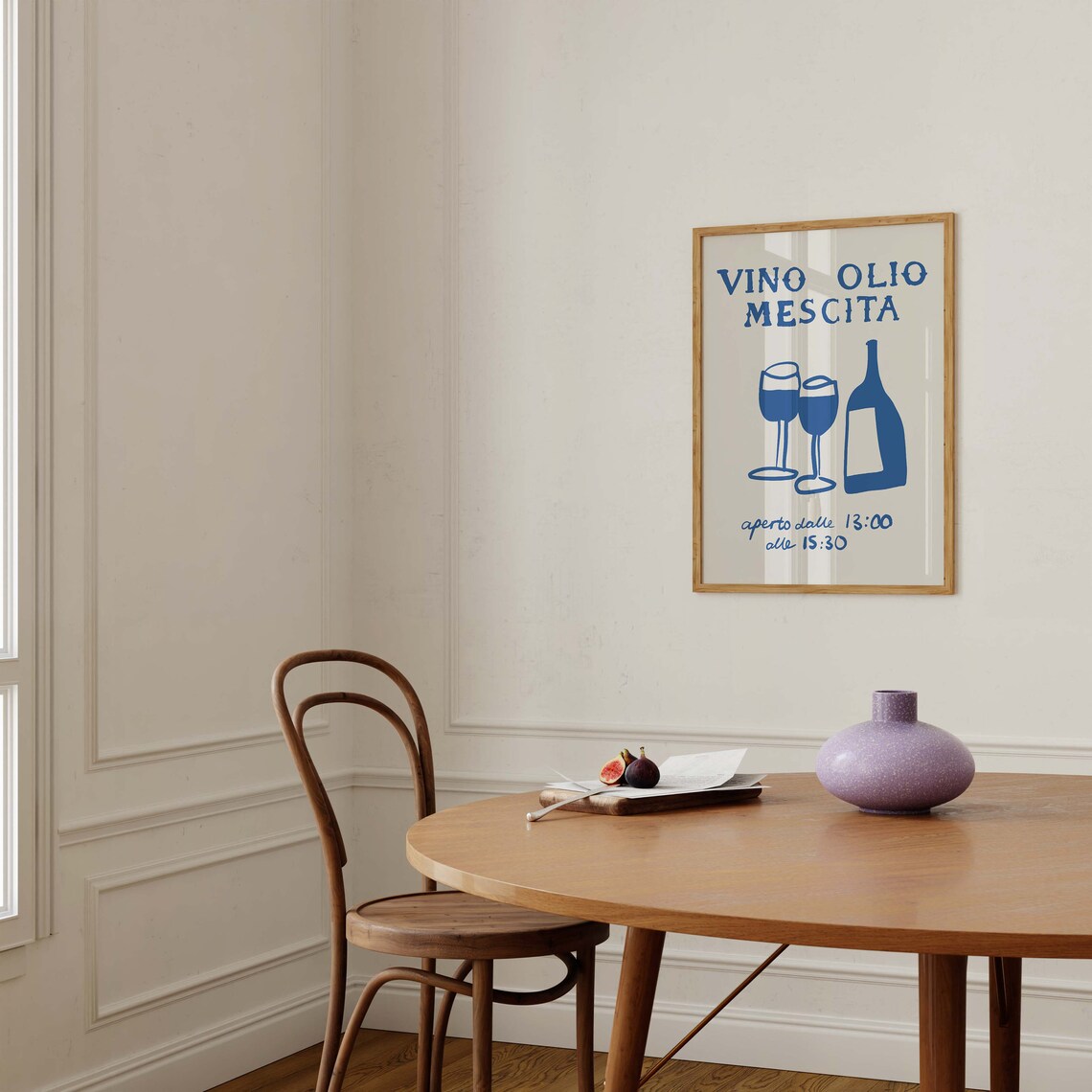 Vino Olio Mescita Blue Wine Bar Italian Typography Kitchen Poster - Image 3