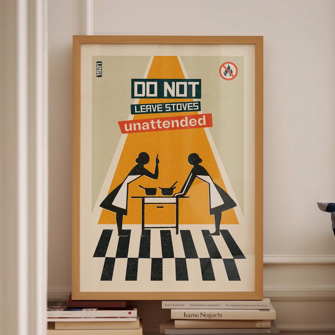 Do Not Leave Stoves Unattended Retro Kitchen Safety Poster Vintage
