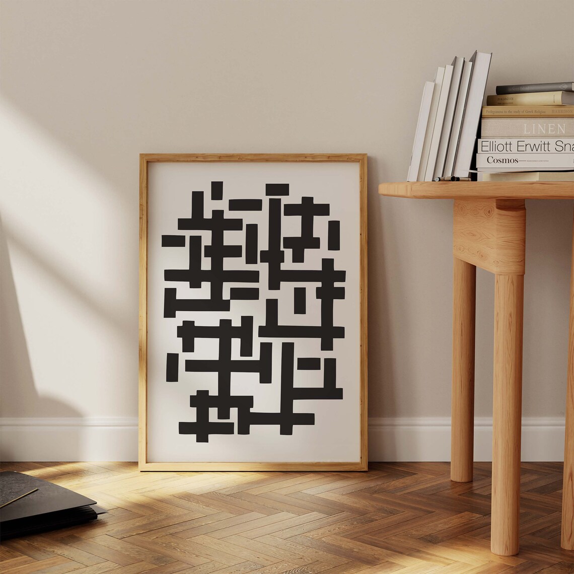 Abstract Black Maze Geometric Blocks Bauhaus Style Art Poster - Image 3