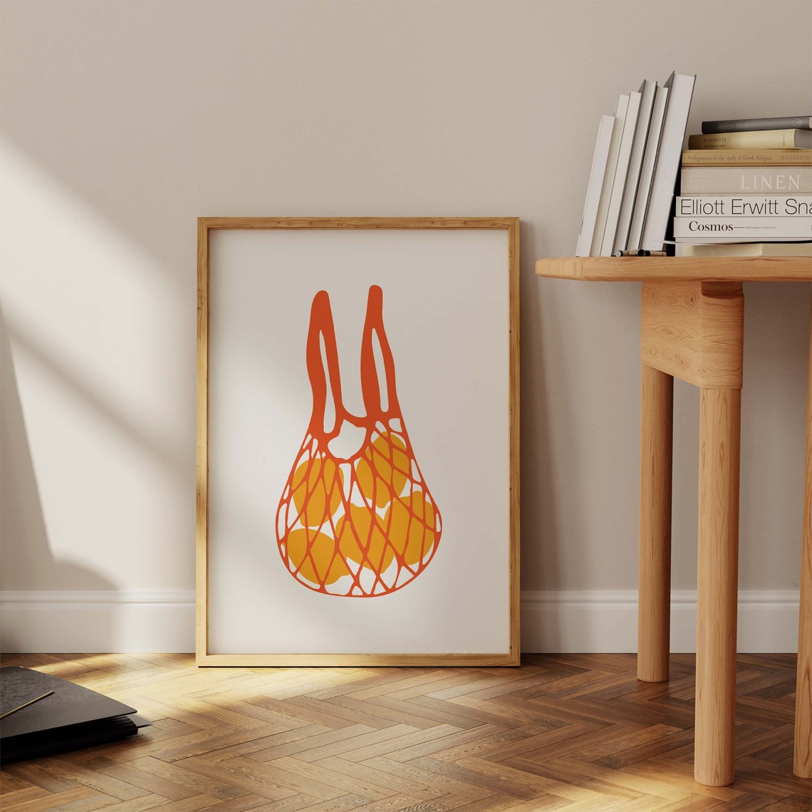 Bag of Lemons Mesh Grocery Tote Minimalist Kitchen Fruit Print - Image 2