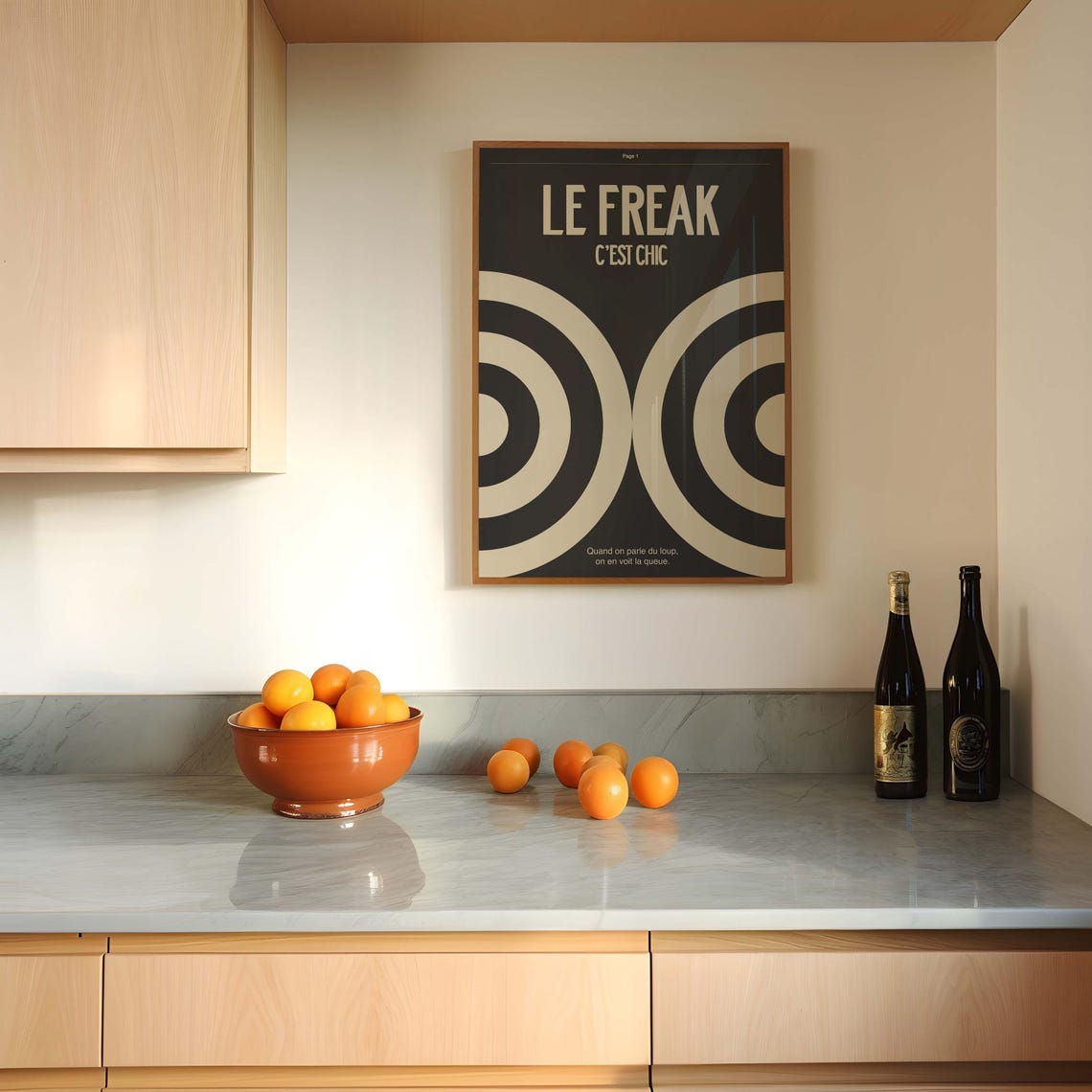 Le Freak Cest Chic Bold Black Cream Retro French Graphic Poster - Image 3