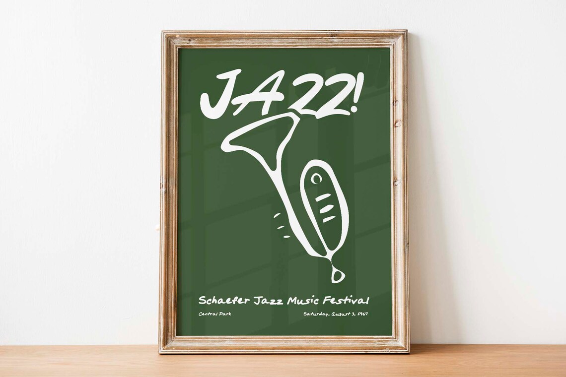 Schaefer Jazz Music Festival 1967 Central Park Retro Concert Poster - Image 2