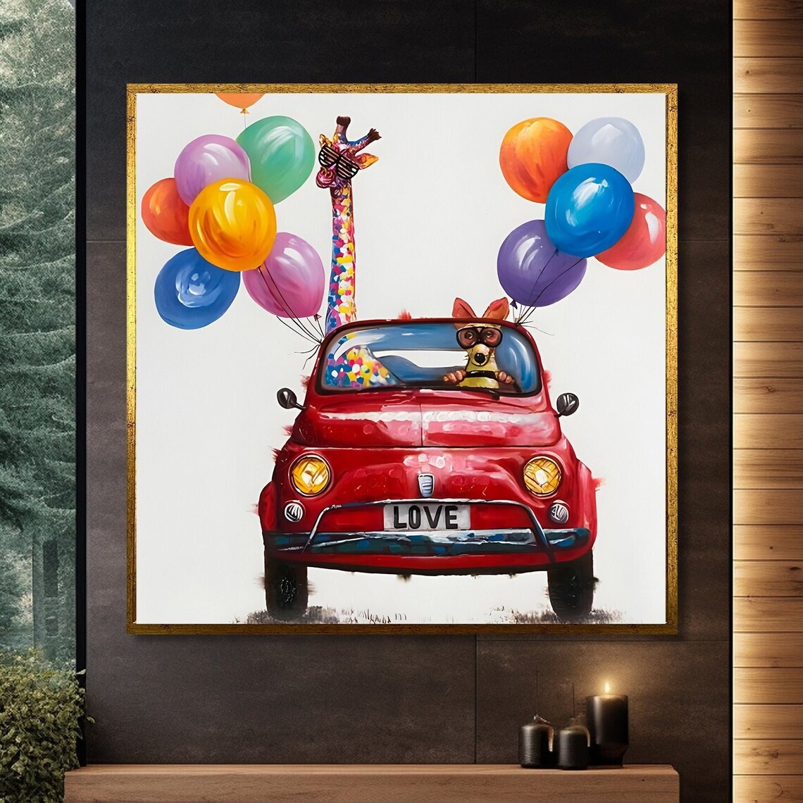 Whimsical Animal Car Ride, Fun Home Decor Poster