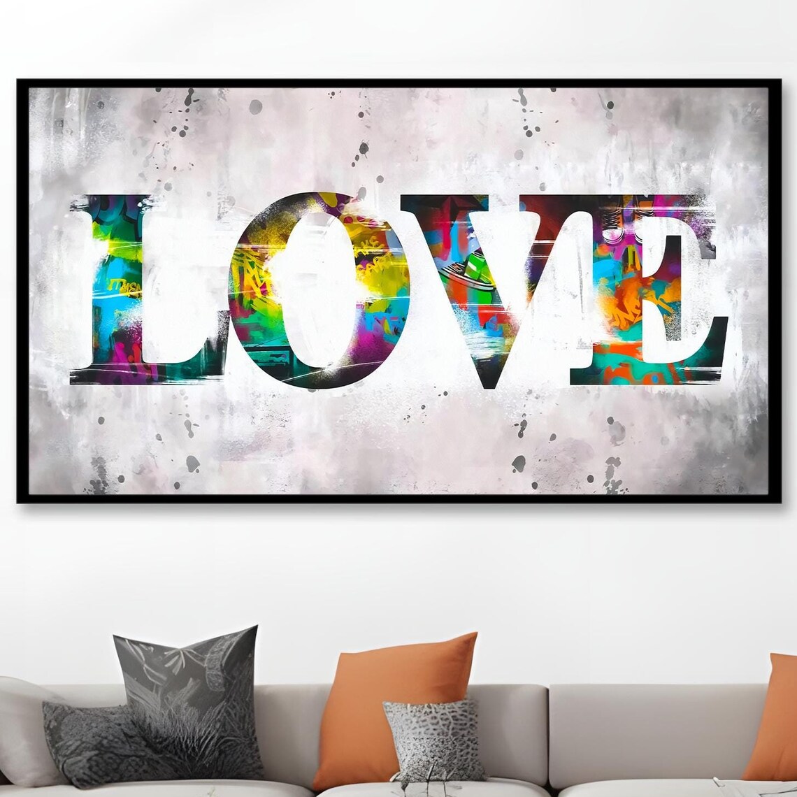 Vibrant Love Graffiti, Urban Wall Art Print