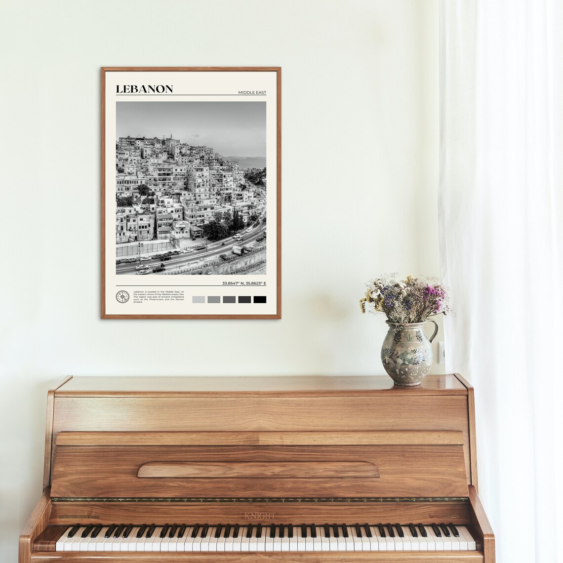 Lebanon Beirut Wall Art Print, Black and White - Image 2