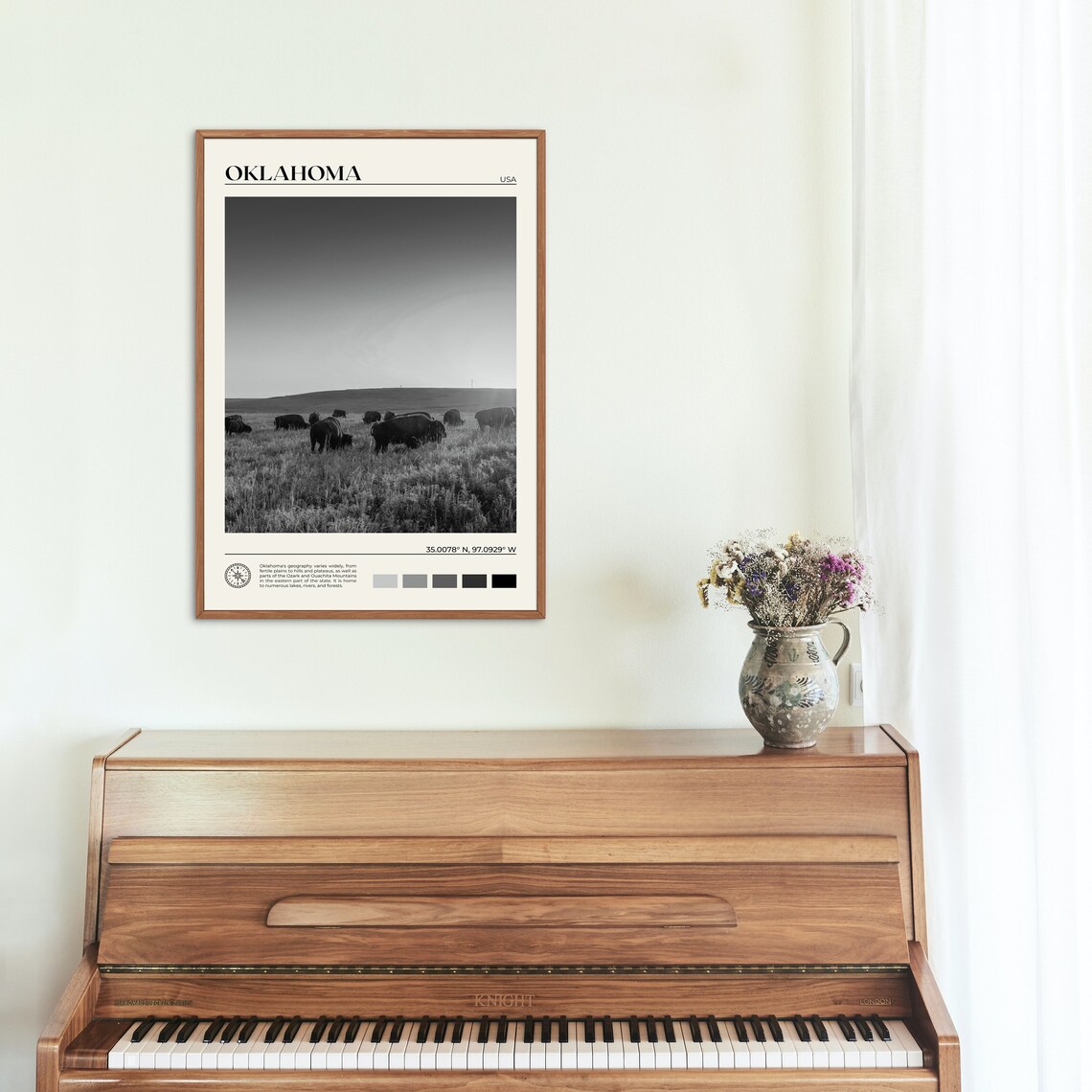 Oklahoma Black and White Travel Poster, Art Print - Image 2