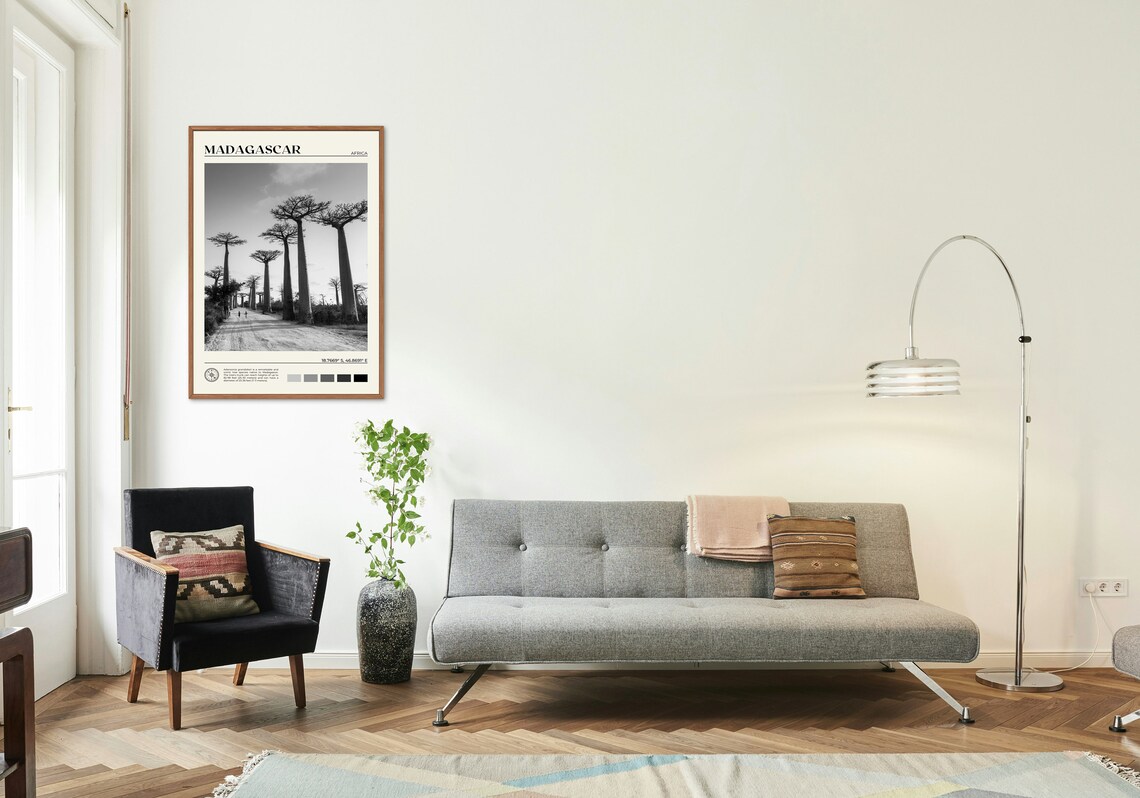 Black And White Madagascar Travel Poster, Wall Art - Image 3