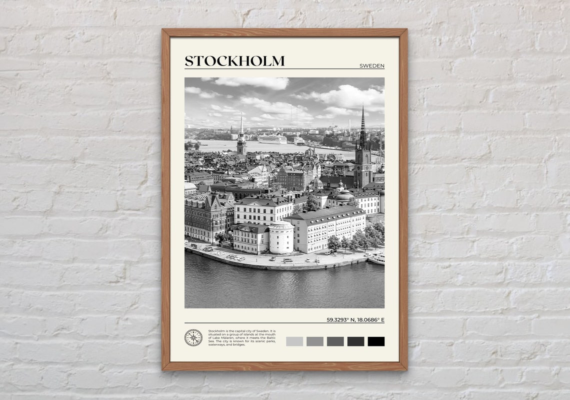 Black And White Stockholm Print Stockholm Wall Art Stockholm Poster Stockholm Photo Stockholm Poster Print Stockholm Decor Sweden
