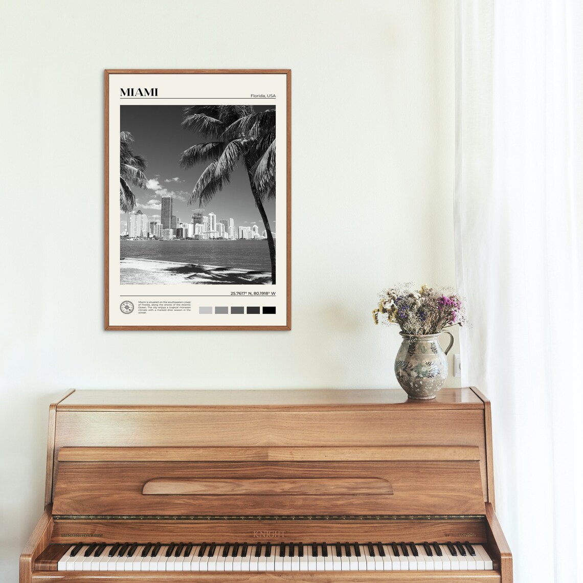 Miami Black and White Travel Poster, Florida Art Print - Image 2