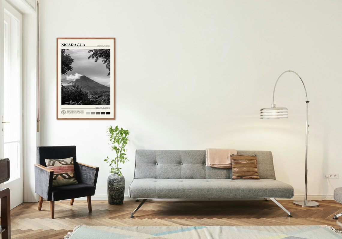 Black And White Nicaragua Print Nicaragua Wall Art Nicaragua Poster Nicaragua Photo Nicaragua Poster Print Nicaragua Wall Decor - Image 3
