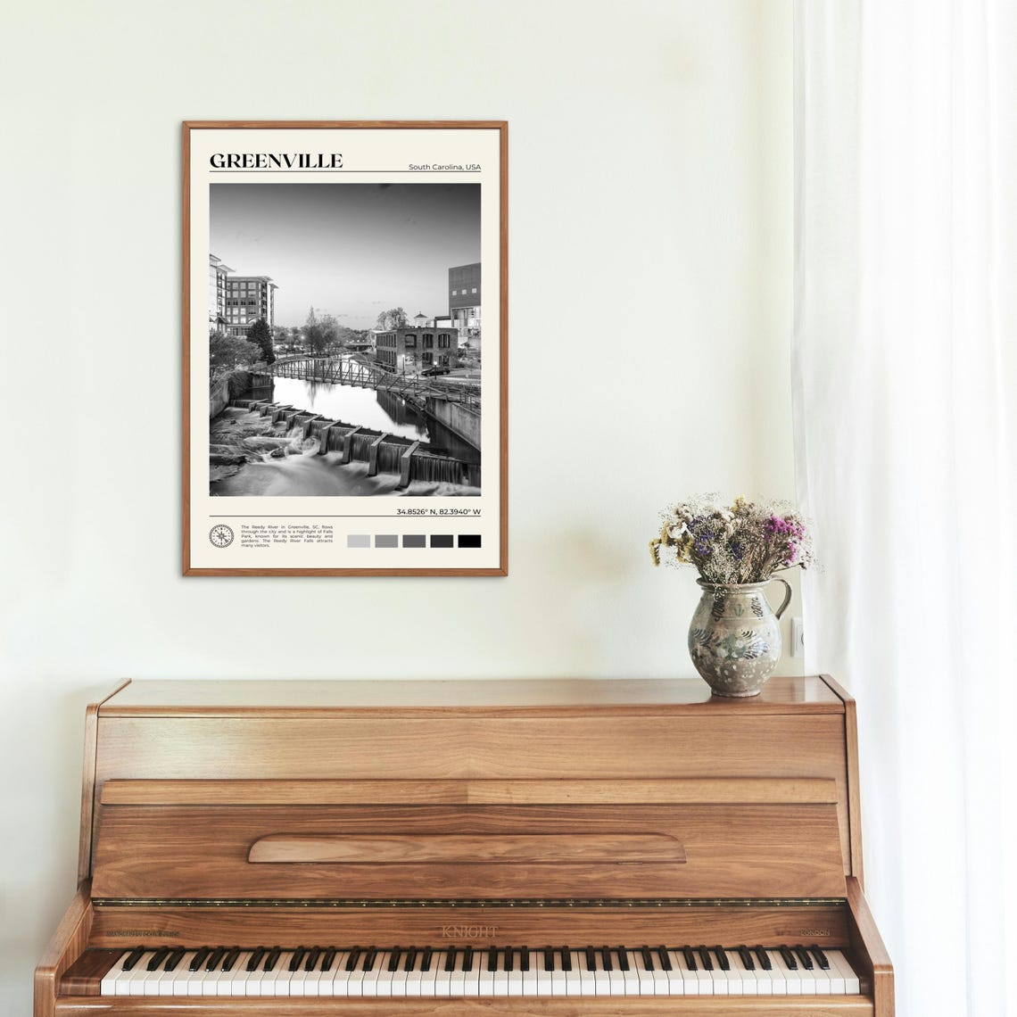 Black And White Greenville Island Print Greenville Wall Art Greenville Poster Greenville Photo Greenville Wall Decor Usa Print - Image 2
