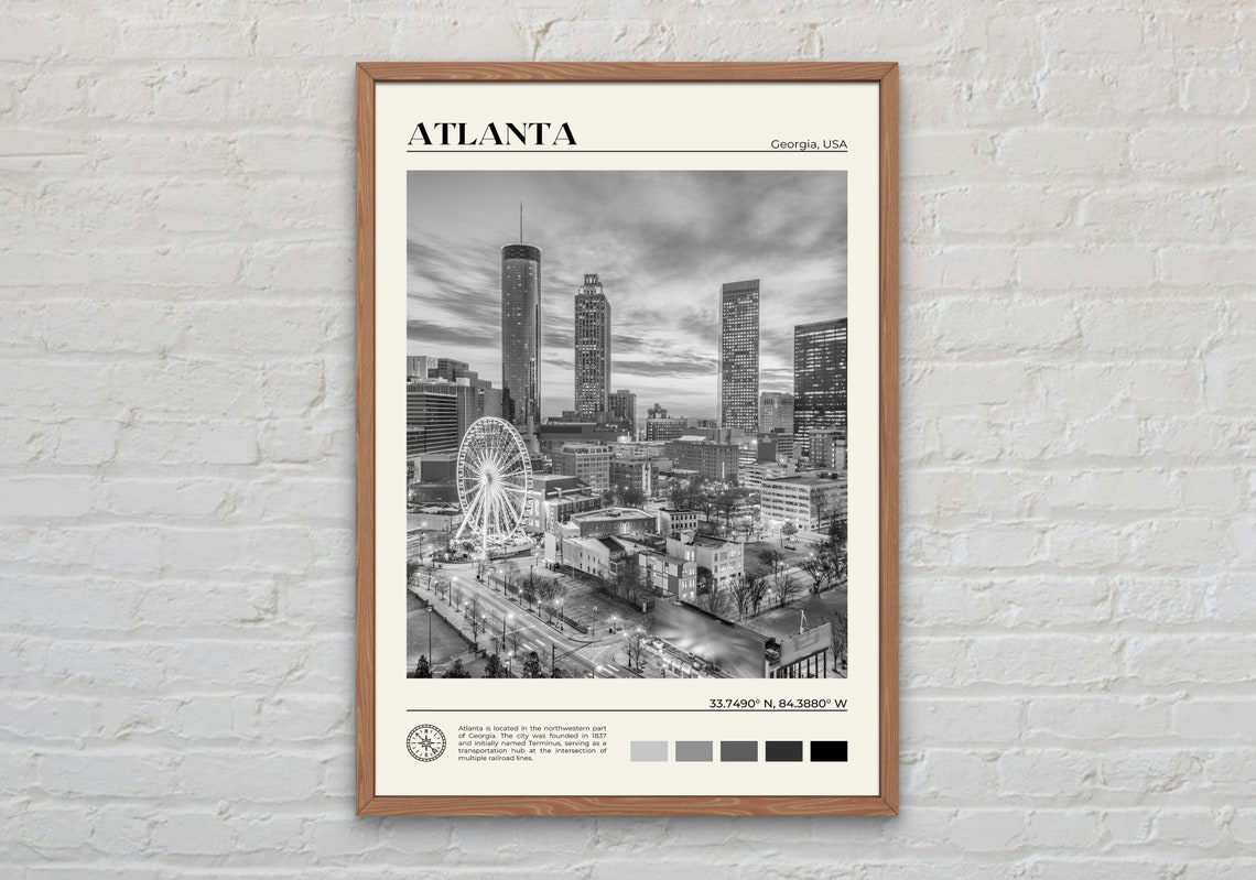 Black And White Atlanta Print Atlanta Wall Art Atlanta Poster Atlanta Photo Atlanta Poster Print Atlanta Wall Decor Georgia Print