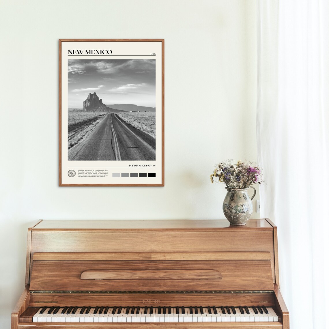 New Mexico Black and White Travel Poster Art Print - Image 2